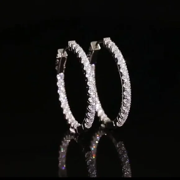 Certified 2.88 ct. t.w. Moissanite Diamond Inside Out Hoop Earrings NEW - Picture 9 of 15